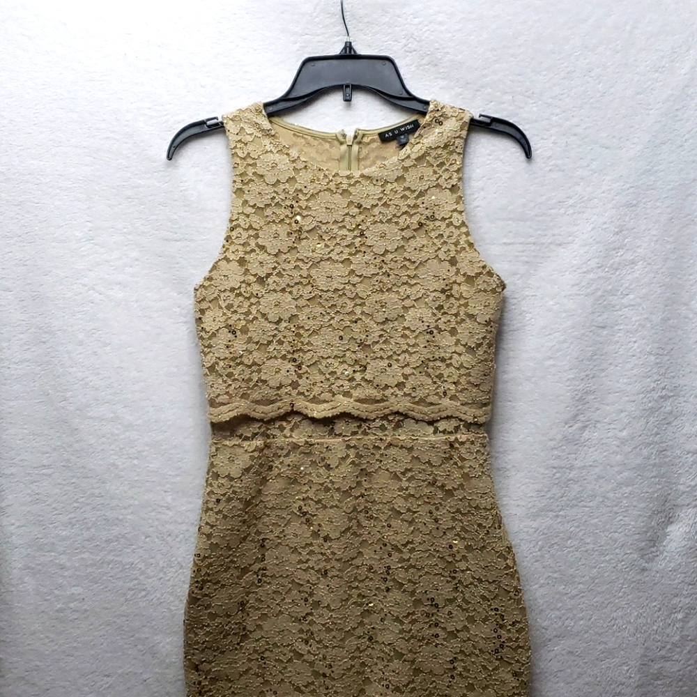 Gold Lace/Sequin Mini Dress
